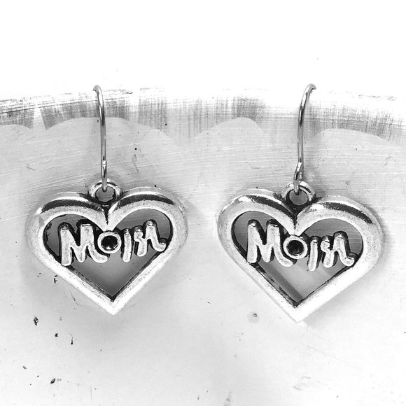 Miniature Mom Heart Mother's Day Gift New Mom Charm Earrings - Picture 1 of 2